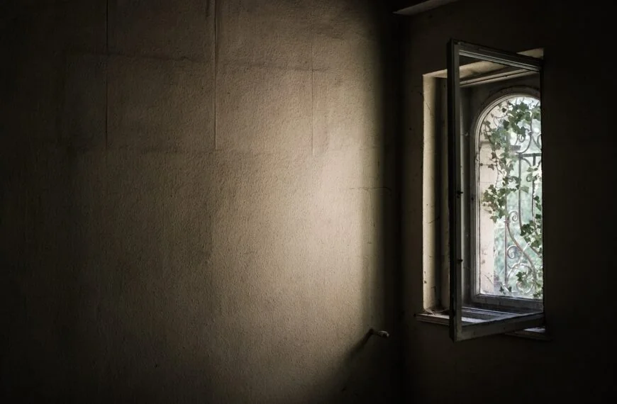 An Old Window In An Abandoned Room, Walls Down.