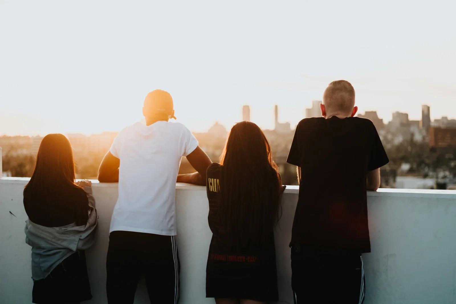 A Group Of People Looking At Skyline